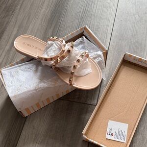 Wild Diva Women's Blush Studded Sandals